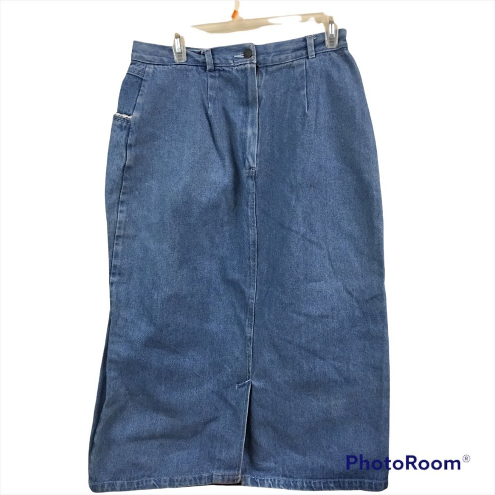 COPY - RARE vintage 90s S Blues Denim Long Maxi Skirt M